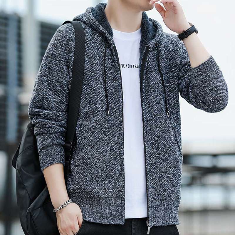 カジュアル フード付きニット シンプルファッション