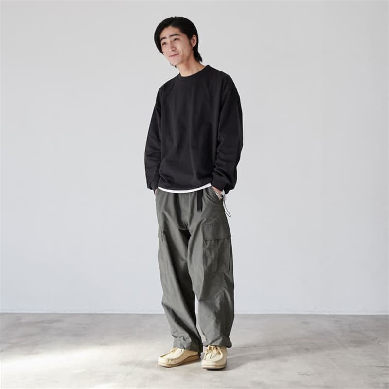 ワイドシルエット長袖カットソー シンプルファッション