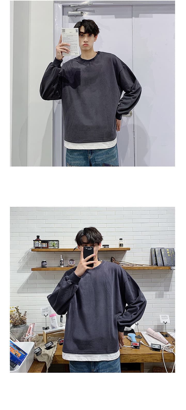 レイヤードカットソー シンプルファッション