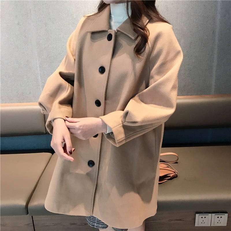 ボリューム袖ロングコート シンプルファッション