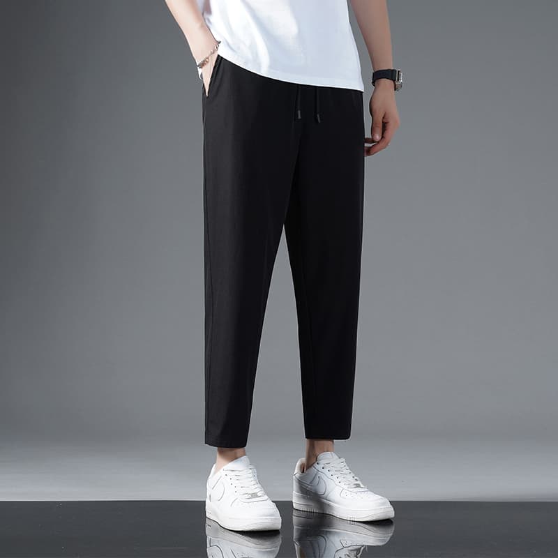 シンプルファッション シルキータッチ速乾ストレートパンツ