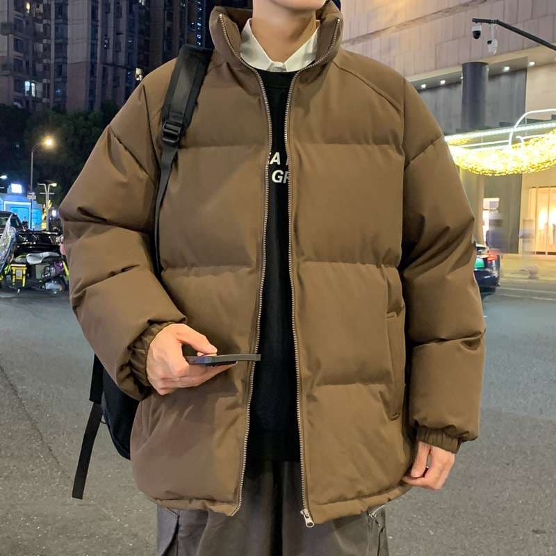 冬の街角 暖か中綿ジャケット シンプルファッション