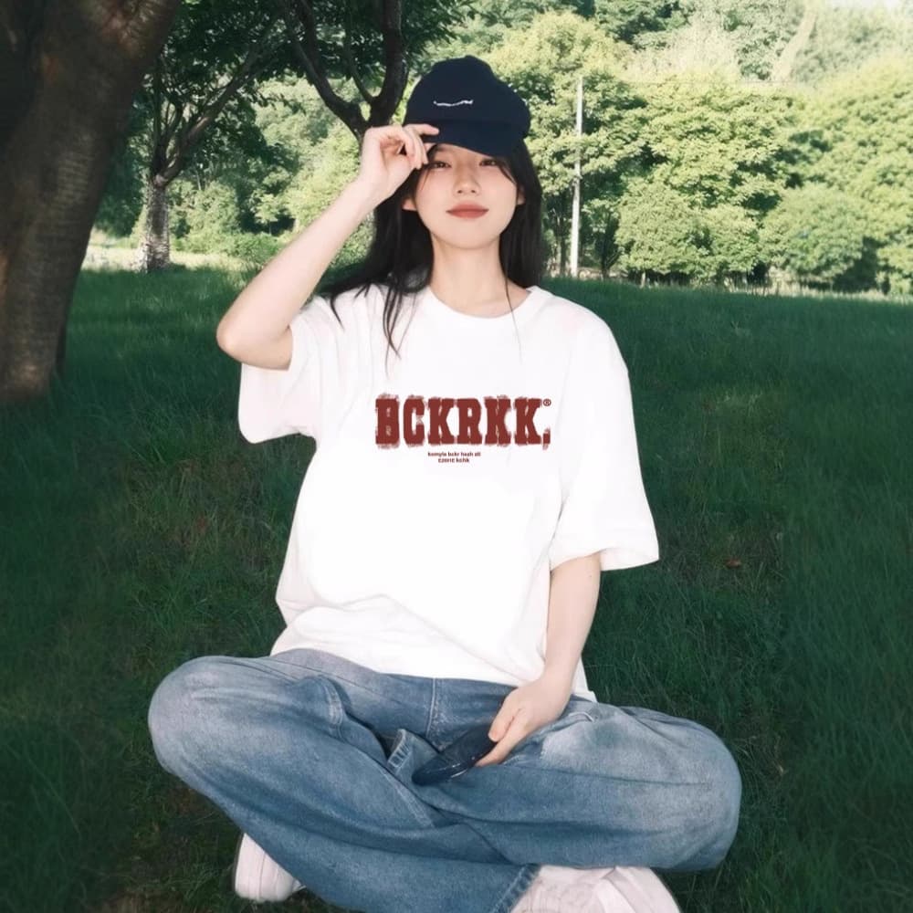 シンプルファッション コットン素材ゆったり半袖Tシャツ