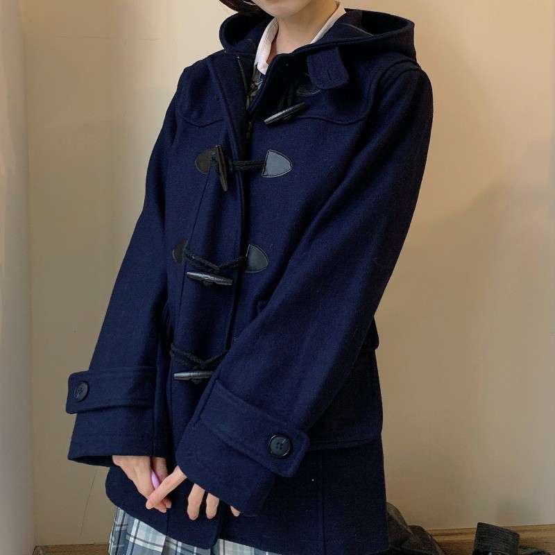 学生風ダッフルコート シンプルファッション