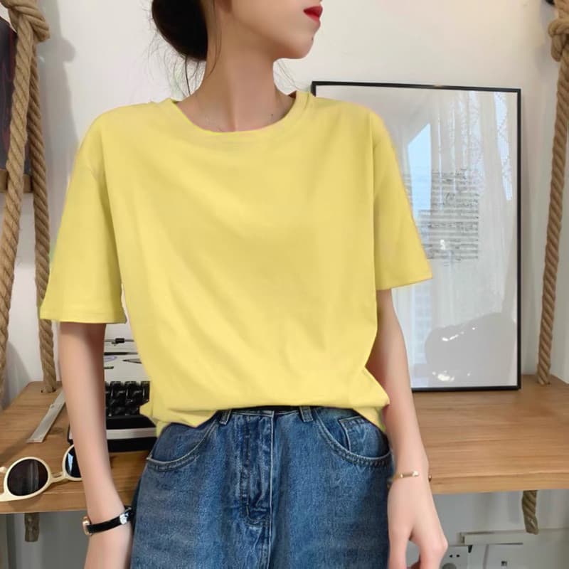 シンプルファッション シンプルベーシック半袖Tシャツ