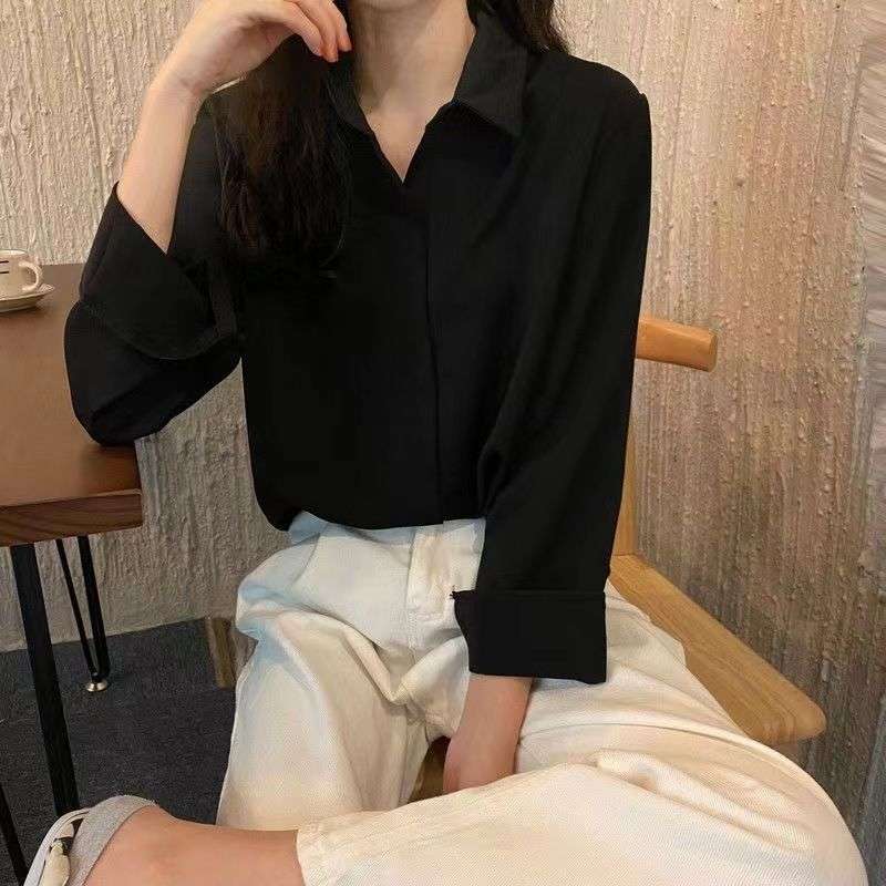 シンプル長袖ベーシックシャツ シンプルファッション