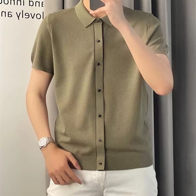 デザインニットシャツ シンプルファッション