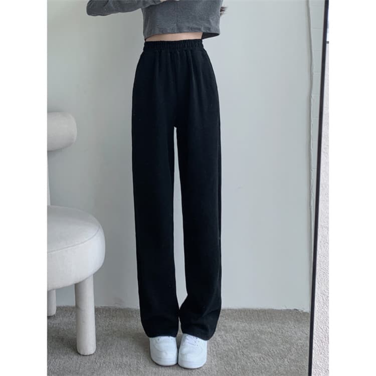 シンプルファッションパンツ シンプル ワイドレッグ ハイウエスト パンツ