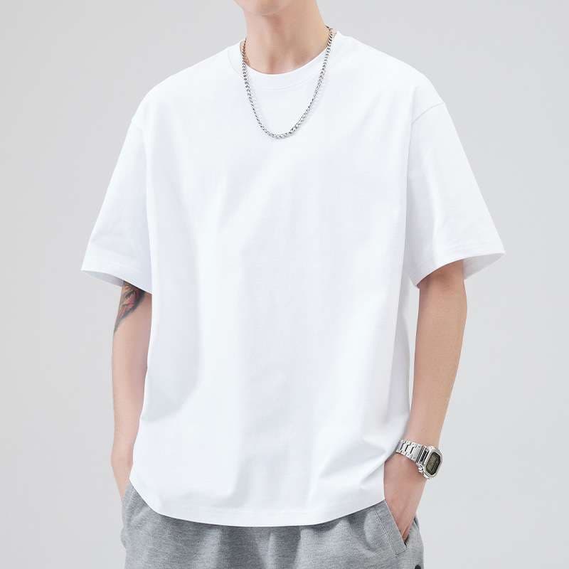 シンプルゆったりクルーネック半袖シャツ シンプルファッション