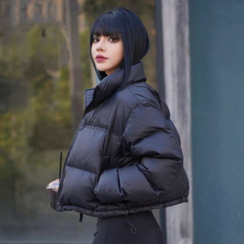 都会的シルエットのショート丈中綿ジャケット シンプルファッション