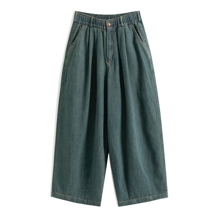 ゆったりワイドデニムパンツ シンプルファッション