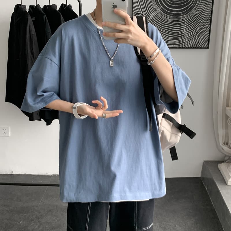 ゆったりシルエット七分袖カットソー シンプルファッション