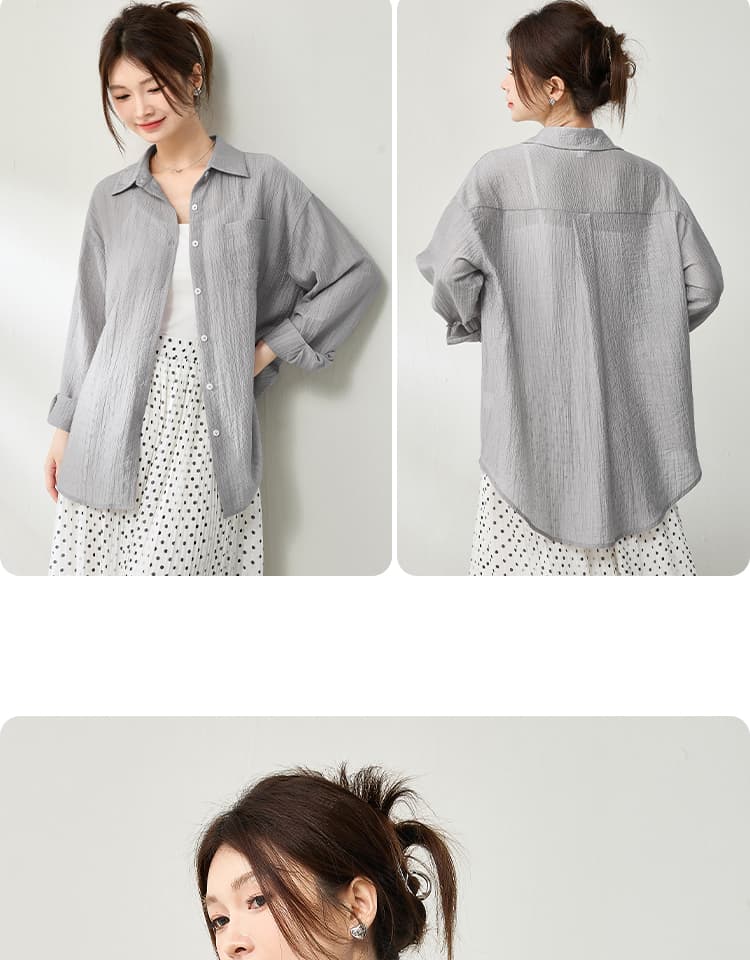 ゆったりシースルーシャツ シンプルファッション