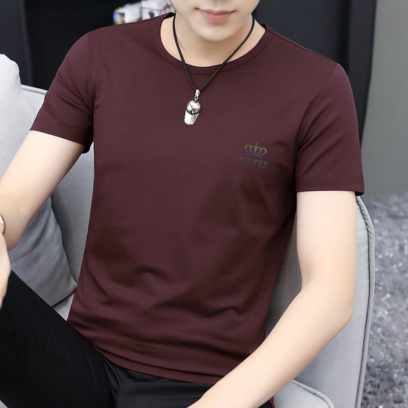 シンプルファッション モダールひんやり半袖クルーネックTシャツ